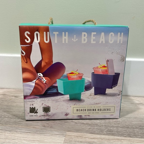 south beach Other - South Beach Stick in Sand Drink Cup Bottle Holders Set of 2 In Original Box